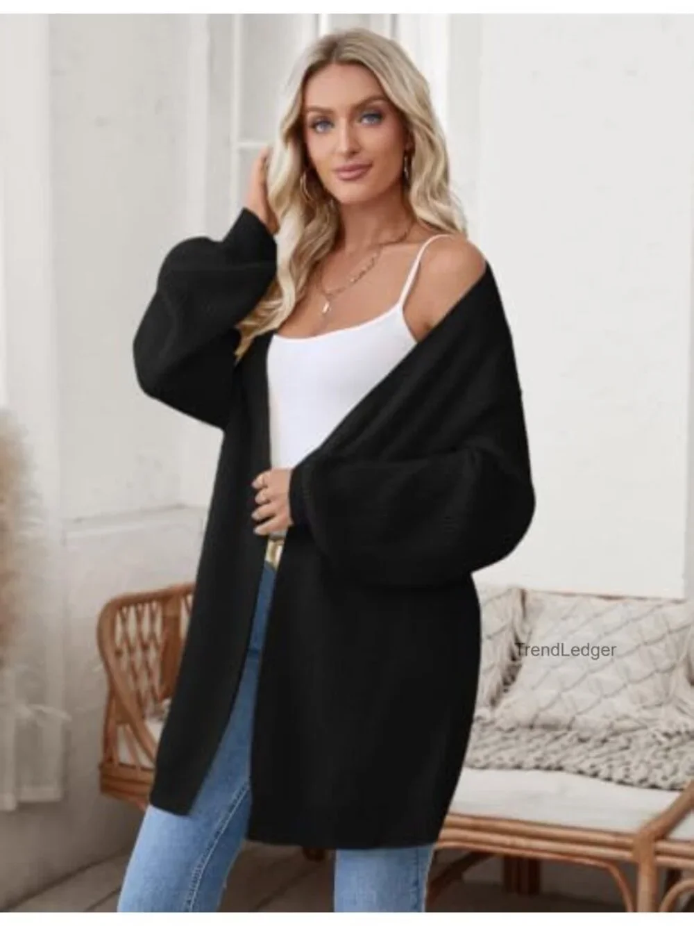 Oversized Chunky Knit Long Sleeve Open Front Cardigan Sweater for Women